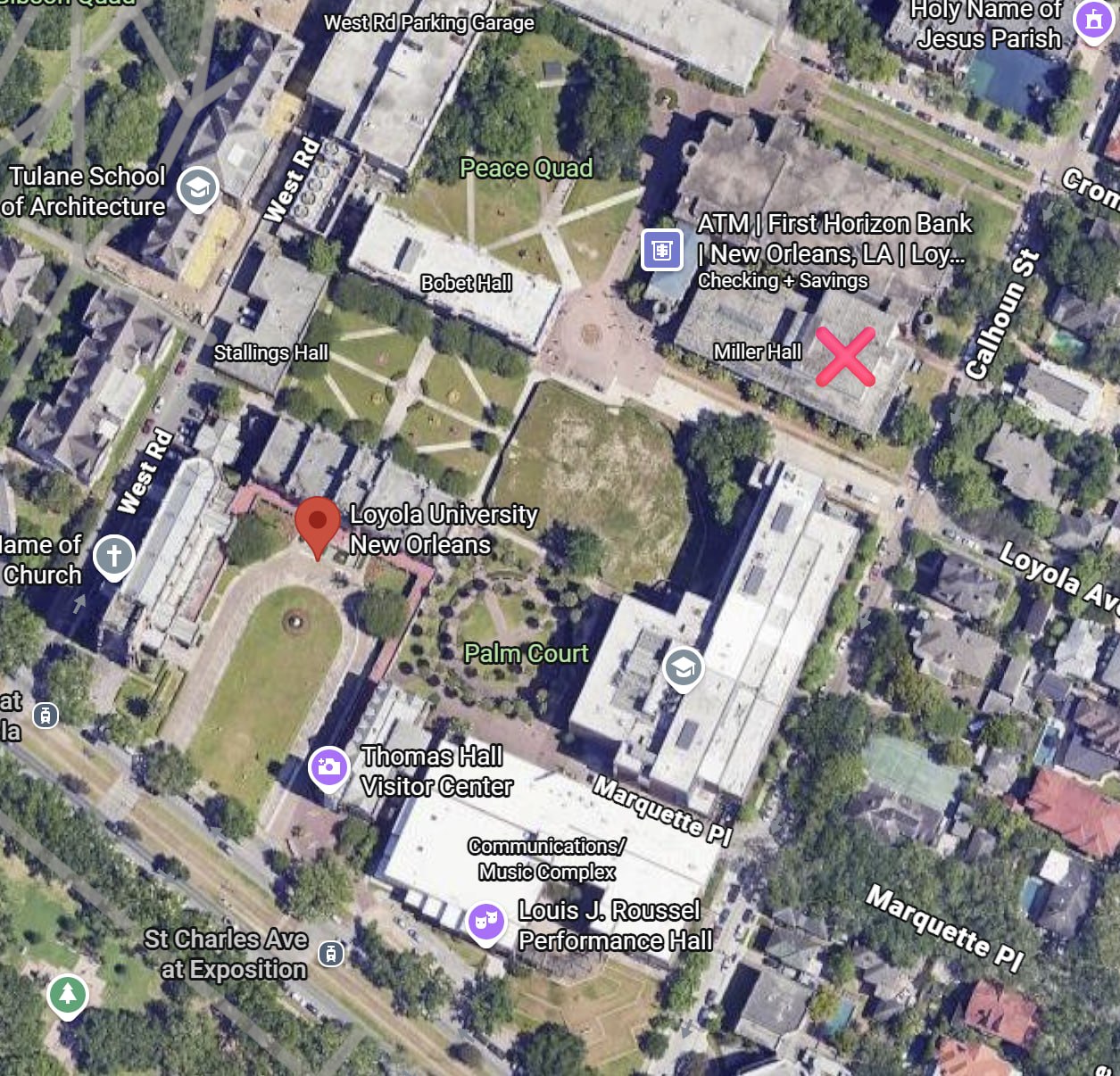 Miller Hall Room 112 — Loyola University New Orleans campus map